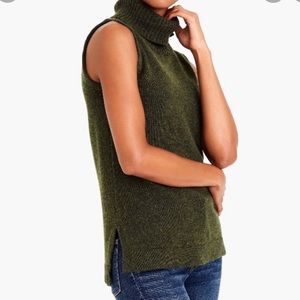 JCrew sleeveless sweater.  Dark green cowl. Size medium